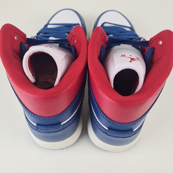 Nike Air Jordan 1 Mid Blue Red Women's Basketball Sneakers - Picture 6 of 12